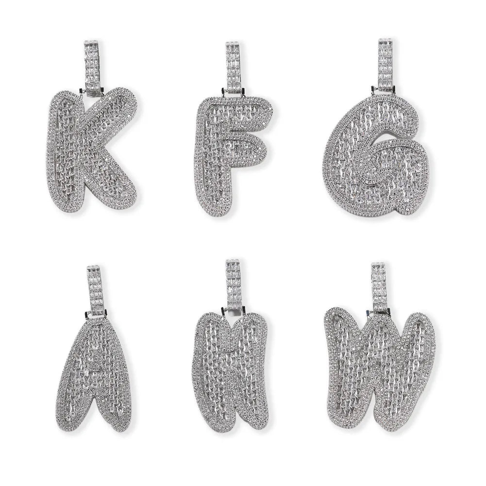Hip Hop Iced Out Full Diamond Letter Pendant Necklace Fashion Style Custom Single Initial Alphabet Letters Pendant for Men Women