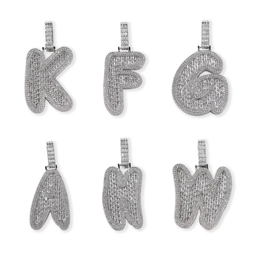 Hip Hop Iced Out Full Diamond Letter Pendant Necklace Fashion Style Custom Single Initial Alphabet Letters Pendant for Men Women