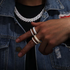 Ice Stone 3.0ct Moissanite Double Layer Ring