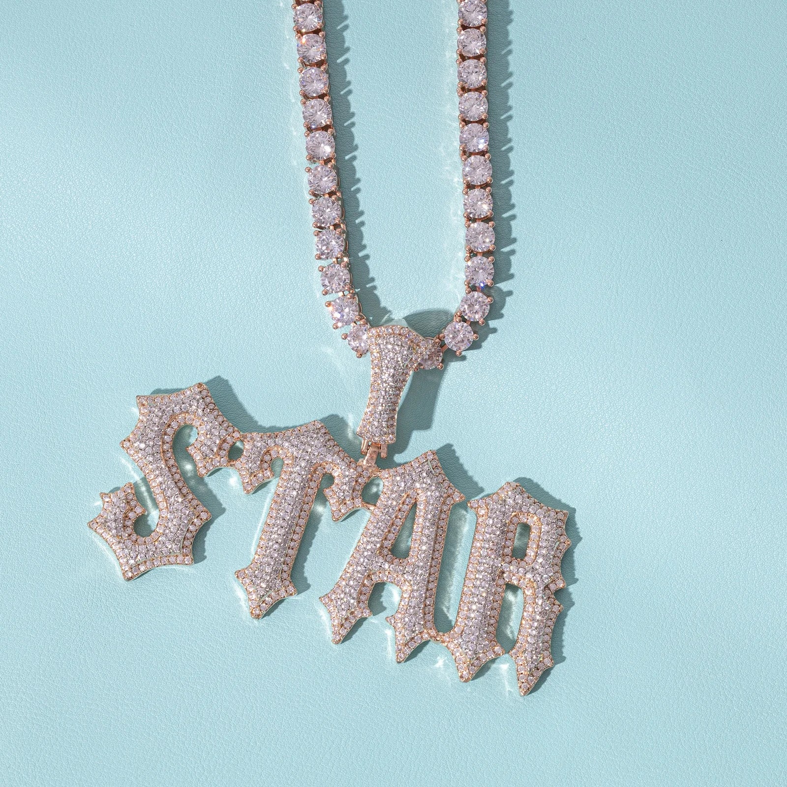 Top Icy Hip Hop Retro Style  Custom Necklace Personalized Name Double Layer Mixed Color CZ Bling Name Pendant Chain for Men