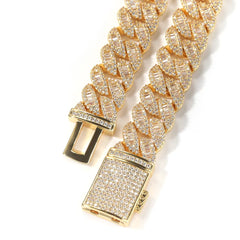 Ice Stone 13mm Gold Silver Cuban Link Bracelet