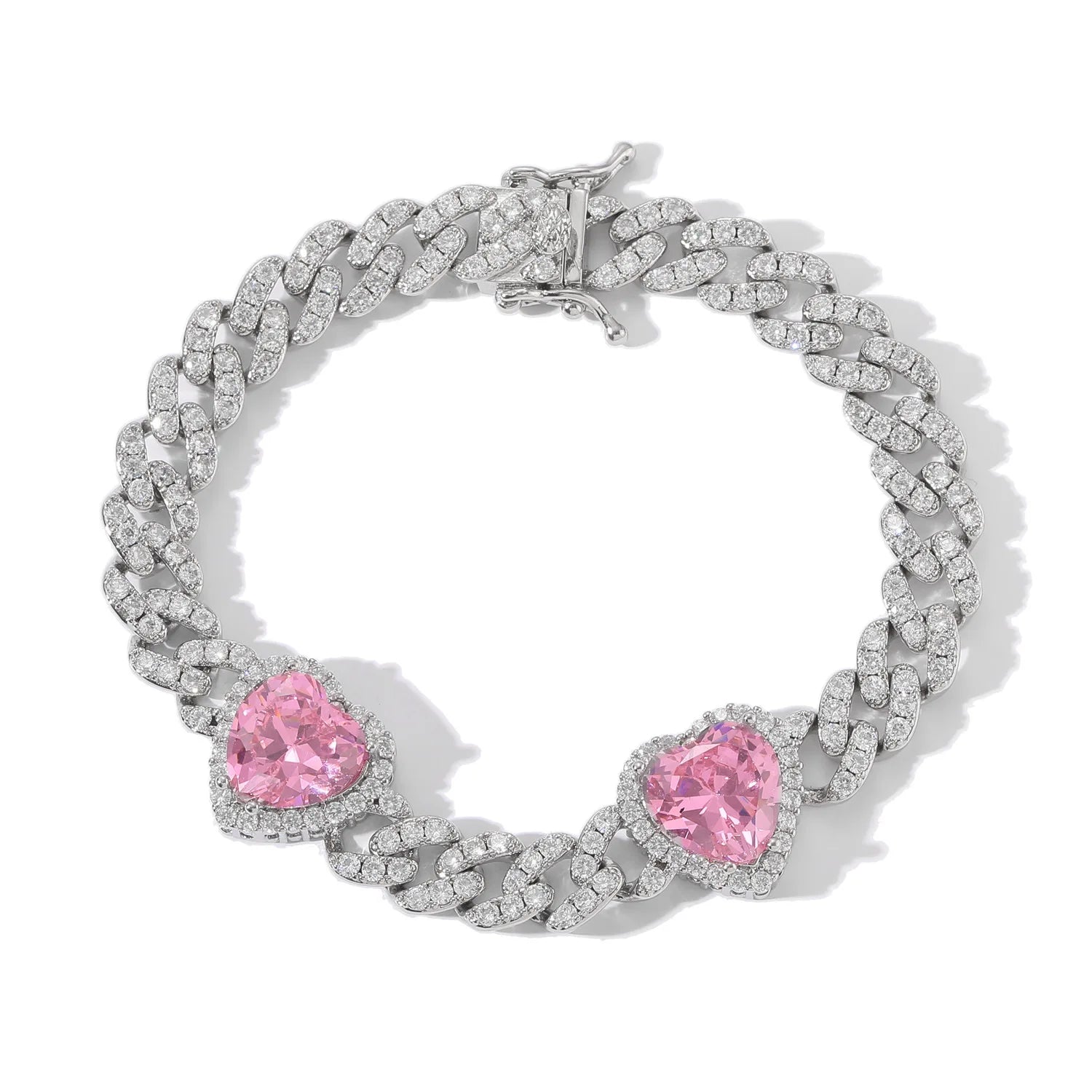 Big Heart Diamond Cuban Necklace Top Icy Hip Hop Iced Out Cuban Necklace Full CZ 18K Gold Plated Cuban Chain