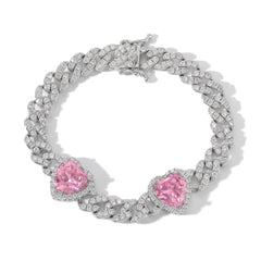 Big Heart Diamond Cuban Necklace Top Icy Hip Hop Iced Out Cuban Necklace Full CZ 18K Gold Plated Cuban Chain