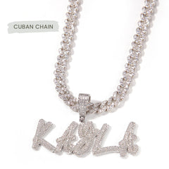 Ice Stone Double Layer Brush Font Iced Out Custom Necklace