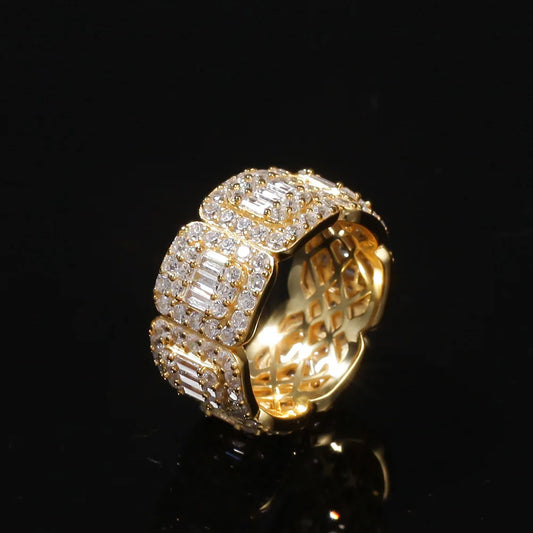 wholesale Aliexpress New launched hip hop Jewelry iced out brass bling ring 8mm Cubic Zirconia Iced Out wedding Ring