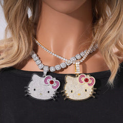 Ice Stone Fashion Women’s Cute Hello Kitty Iced Out Necklace