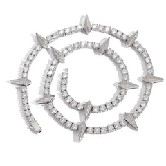 Top Icy 5mm AAA Cubic Zirconia Tennis Chain Spring Clasp Luxury Man Hip Hop Necklace Bling Full Diamond Spike Tennis Necklace