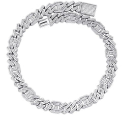 White Gold 15MM Polygon Style Fully Lab Diamond Iced Out Miami Cuban Link Chain Zircon HipHop Jewelry Long Gold Necklace