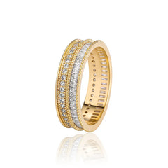 Fashion Jewelry Baguette Ring Silver Gold Color Iced Out Micro Paved AAA CZ Hip Hop Ring Bling Gold Plating Rapper Jewelry