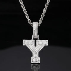 925 Sterling Silver Moissanite Gold-Plated Initial Letter Pendant Necklace for Men and Women Perfect Party Accessory and Gift