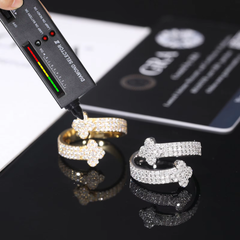 Ice Stone S925 Sterling Silver Moissanite Clover Ring