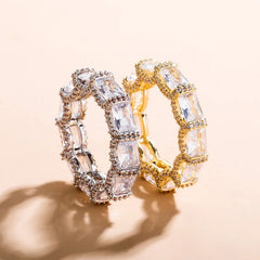 Top Icy New Arrival Fashion Rings AAA Cubic Zircon CZ silver Full Diamond Baguette Ring