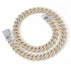 TOP ICY 14mm Prong Cuban Link Chain 2 Colors Mix Color Gold White Gold Fashion Cz All Stone Classic Cuban Chain Jewelry