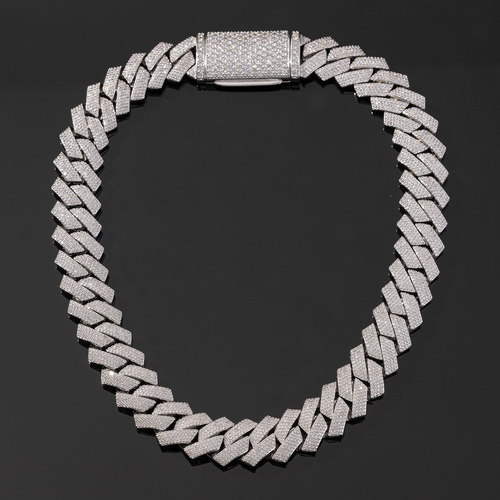 Top Icy 18mm Iced Out 4 Rows Diamonds Cuban Link Chain Box Clasp Luxury Man Hip Hop Necklace Bling Miami Cuban Bracelet