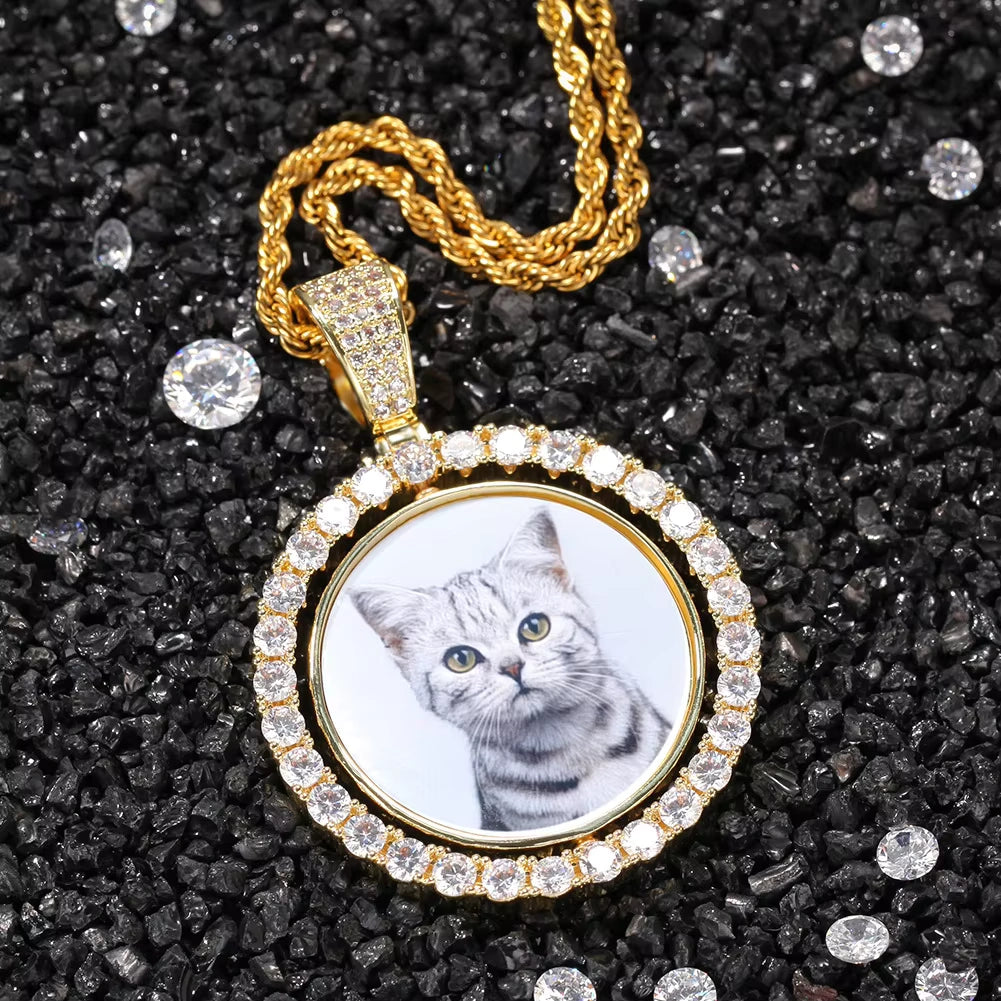 Ice Stone New Iced Out Custom Big Zircon Diamond Photo Pendant