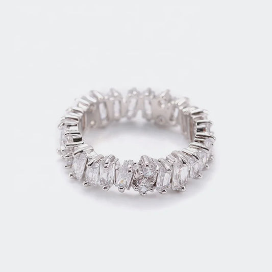 TOP ICY Irregular shape new design cubic zircon women ring 14k gold plating 18k zircon ring round baguette CZ ring