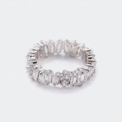 TOP ICY Irregular shape new design cubic zircon women ring 14k gold plating 18k zircon ring round baguette CZ ring