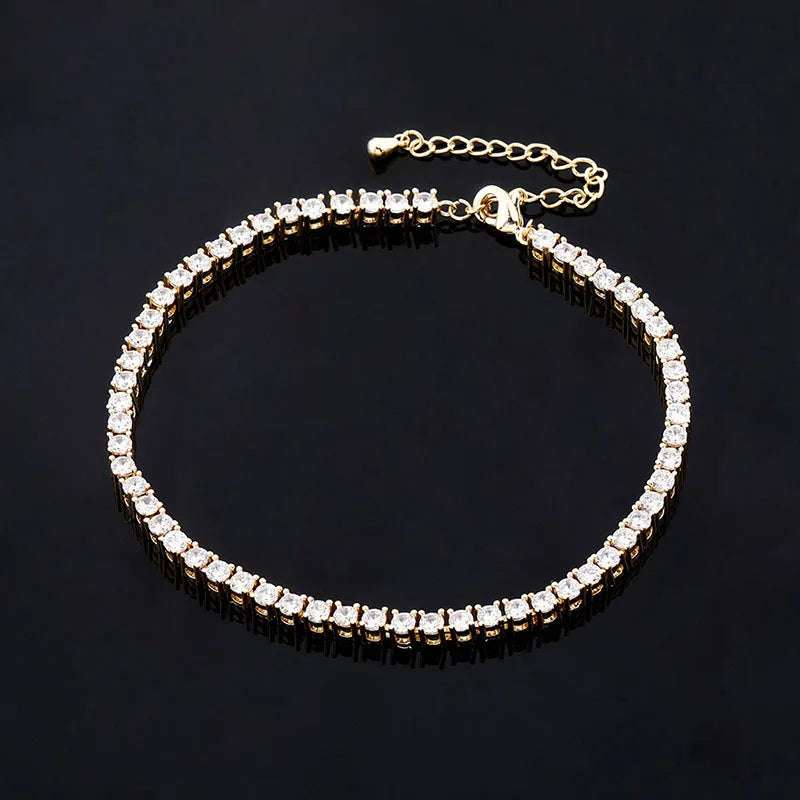 Ice Stone Summer Gold Plated Crystal Bling Ankle Chain