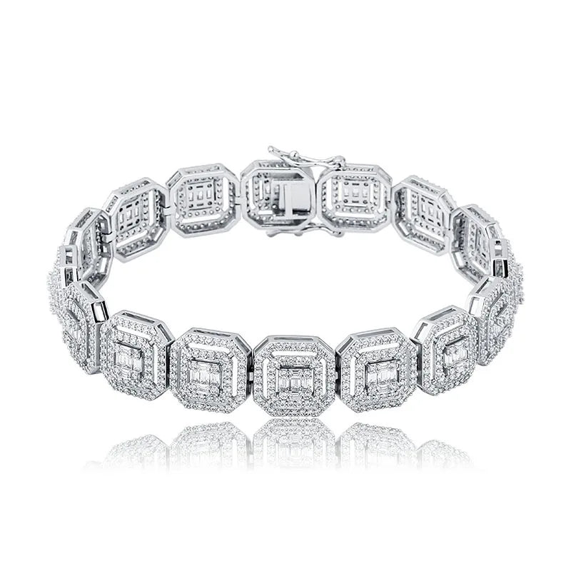 Ice Stone Square Diamond Tennis Chain Bracelet