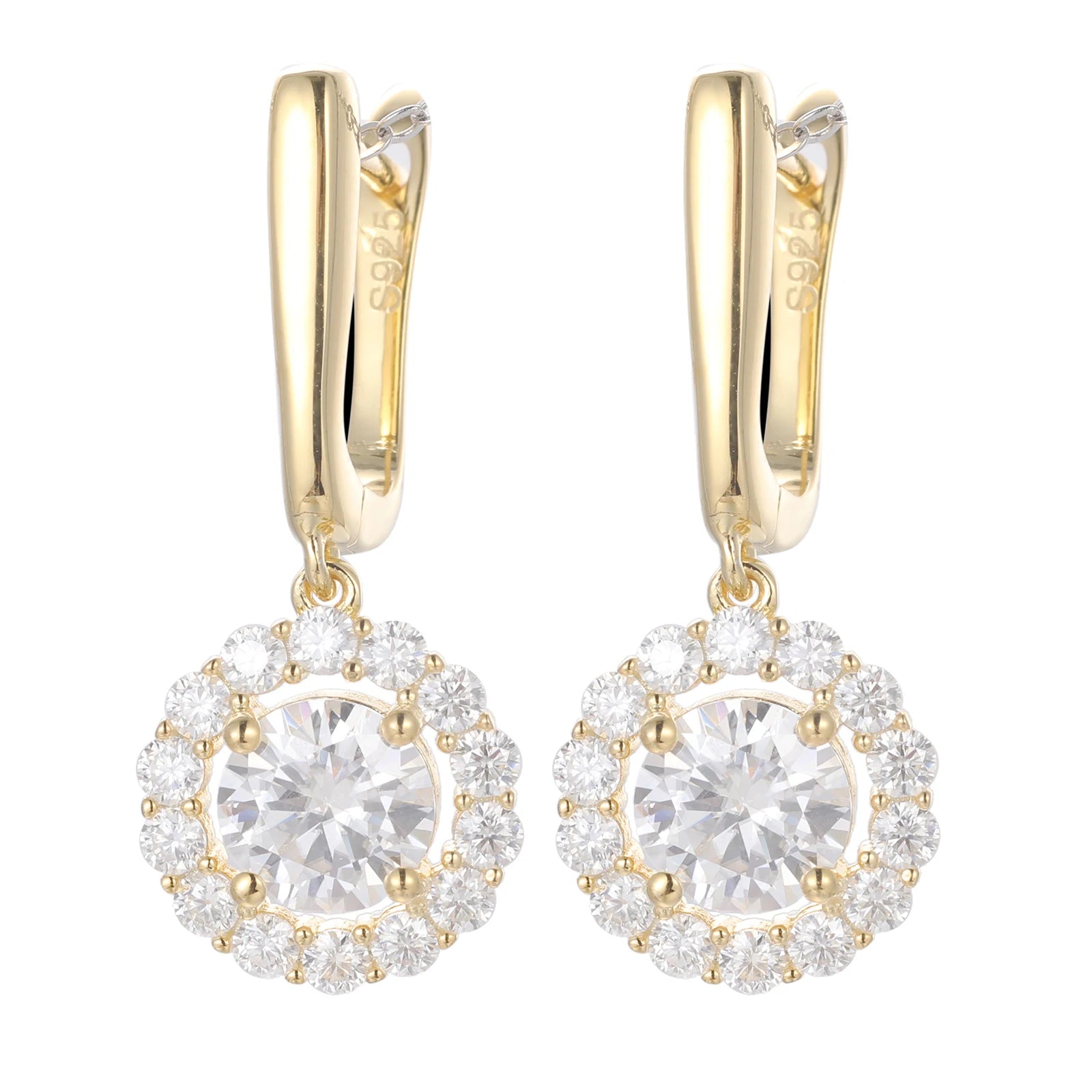 Bling Hip Hop Jewelry 925 Sterling Silver Drop Halo Earrings VVS Moissanite Diamond Wedding Earrings Men Women