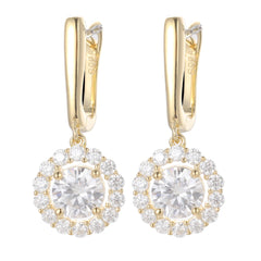 Bling Hip Hop Jewelry 925 Sterling Silver Drop Halo Earrings VVS Moissanite Diamond Wedding Earrings Men Women