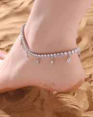 Ice Stone Trendy 4mm Iced Butterfly Tennis Anklet 18K Gold Plated Jewelry