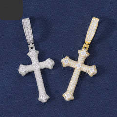 Hip Hop Iced Out VVS D Moissanite Diamond Pendant Necklace 925 Sterling Silver Jewelry Thorns Cross Pendant Luxury Necklace