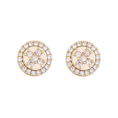 Ice Stone Hip Hop Round Cross Iced Out CZ Stud Earrings