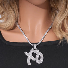 Ice Stone Hip Hop Rapper Bling XO Pendant 5A Zircon Necklace