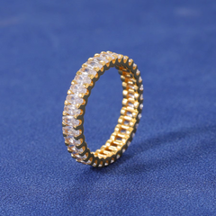 Ice Stone VVS Moissanite Baguette Wedding Silver Ring