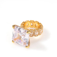 Big Diamond Fashion 2020 Gemstone Hip Hop Gold Plated Zircon Iced Out Sparking Wholesale Ring For Men Jewelry