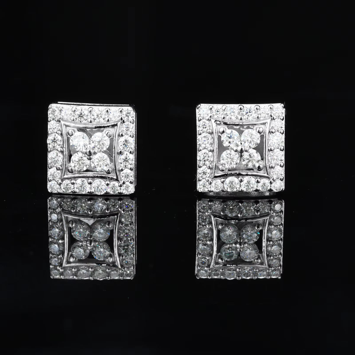 High Quality Fashion Jewelry Women New Arrival 925 Sterling Silver Square Stud Earrings VVS D Moissanite Diamond Earrings
