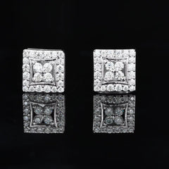 High Quality Fashion Jewelry Women New Arrival 925 Sterling Silver Square Stud Earrings VVS D Moissanite Diamond Earrings