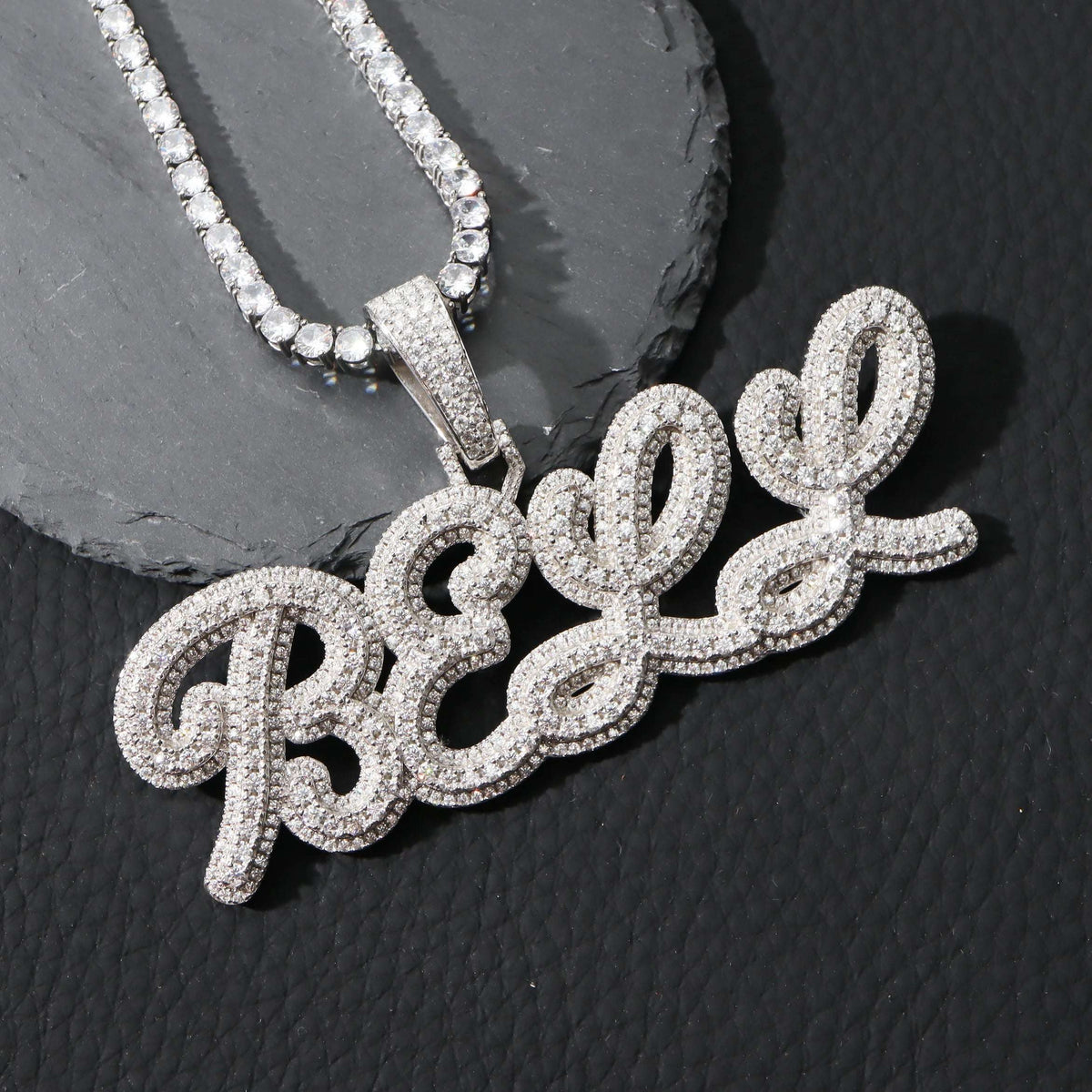 VVS D Moissanite Custom Pendant Necklace 925 Sterling Silver Moissanite Personalized Unique Design Name Letters Necklace