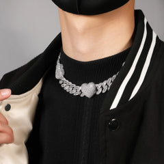 Ice Stone 16mm Mixed Color Heart Necklace