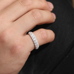 Ice Stone D Color Moissanite Eternity Silver Ring