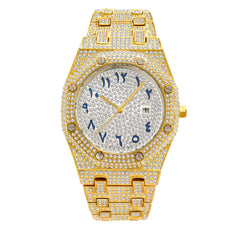 Ice Stone Fashion Bling Bling Quartz Hip Hop Gold Silver Watch