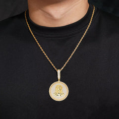 Ice Stone Hip Hop 925 Silver Moissanite Jesus Head Iced Circle Pendant