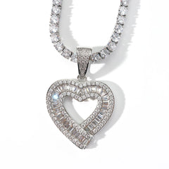 Top ICY Fashion Hip Hop Baguette Heart Pendants for Necklace Couples Men and Women love Romantic iced out pendant necklace