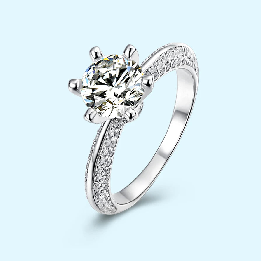 1.0ct VVS1 D Color 925 Sterling Silver Classic Design Platinum Eternity Band Ring Moissanite Diamond Ring Jewelry Women