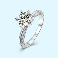 1.0ct VVS1 D Color 925 Sterling Silver Classic Design Platinum Eternity Band Ring Moissanite Diamond Ring Jewelry Women