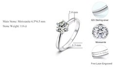 Ice Stone 1.0ct Moissanite Silver White Gold Ring