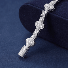 Ice Stone VVS Moissanite Cross Star Bracelet Silver