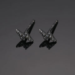 VVS Black Moissanite Lightning Bolt Stud Earrings Hip Hop 925 Sterling Silver Men's Studs Fashion Jewelry