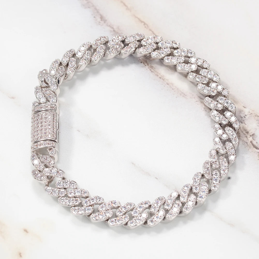 Ice Stone 12mm Cuban Link Bracelet Men