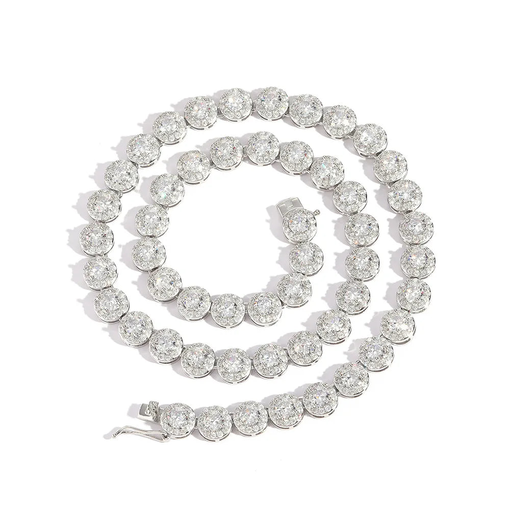 Top Icy  Hip Hop 8mm Round Diamond Tennis Necklace Full Diamond Chain Bracelet 18k Gold Plated Diamond Necklace for Women