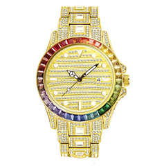 Ice Stone Trend Luxury Iced Out Rainbow Baguette Watch
