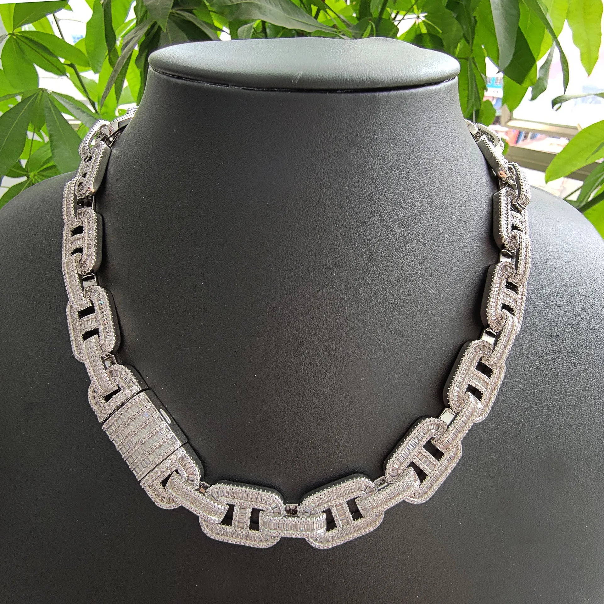 Top Icy New Arrival 15mm Coffee Beans 3A CZ Bling Chain Jewelry Necklaces