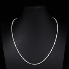 Hip Hop Jewelry: 2mm Silver Moissanite Tennis Bracelet/Necklace with Secure Spring Clasp - Urban Chic Accessories