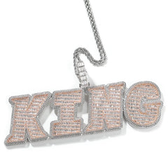 Fashion Italic Large Ladder Square 5A Zircon Diamond Letter Pendant Sparking Hip Hop Name Custom Necklace Men's Rap Jewelry